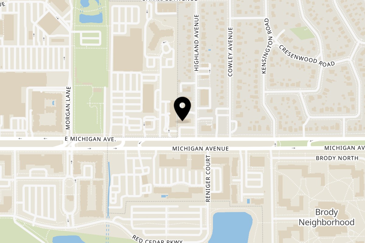 Map showing the location of Altu's Ethiopian Cuisine ( African) East Lansing on 1312 E Michigan Ave in East Lansing